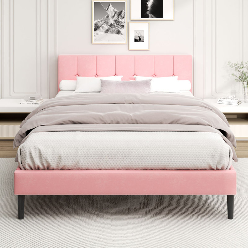 Wayfair pink upholstered bed discount